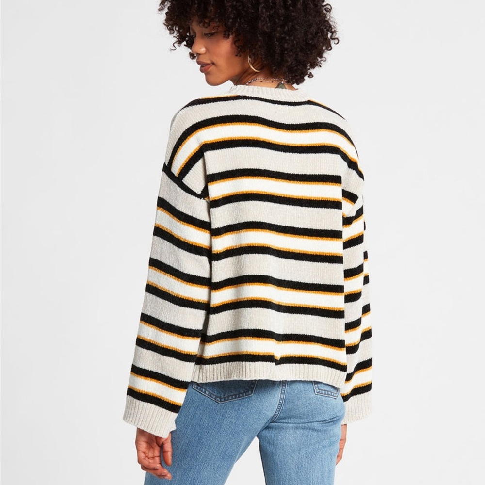 Volcom Bubble Tea Cropped Crew Neck Sweater in Bone, Size M - Picture 2 of 16
